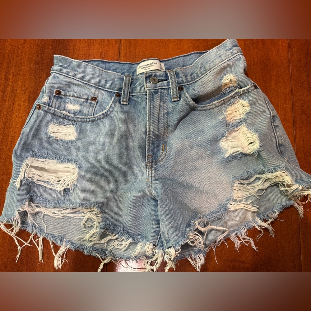 Abercrombie & Fitch Light Blue Distressed Jean Shorts